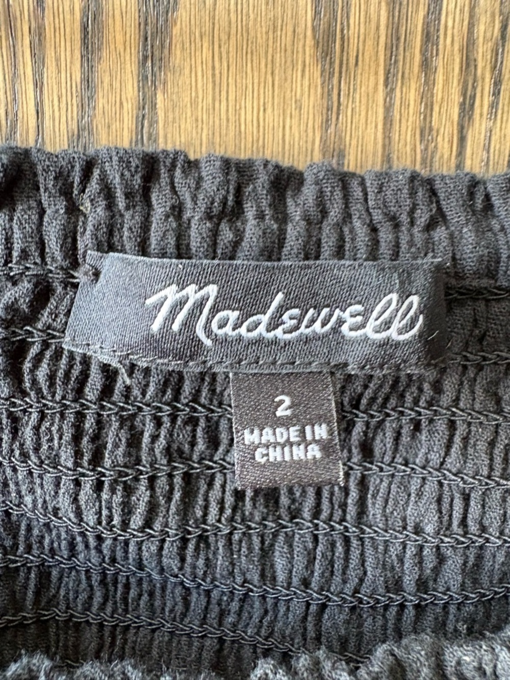Madewell Black Smocked Square-Neck Peasant Blouse - Picture 2 of 5